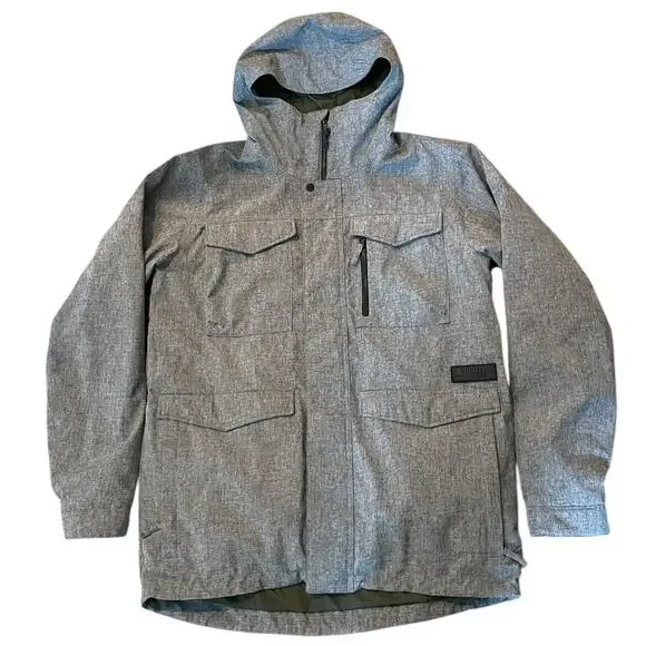 Burton Covert Dhaka Snowboard Ski Jacket Mens XL Living Lining Gray Hooded Nice
